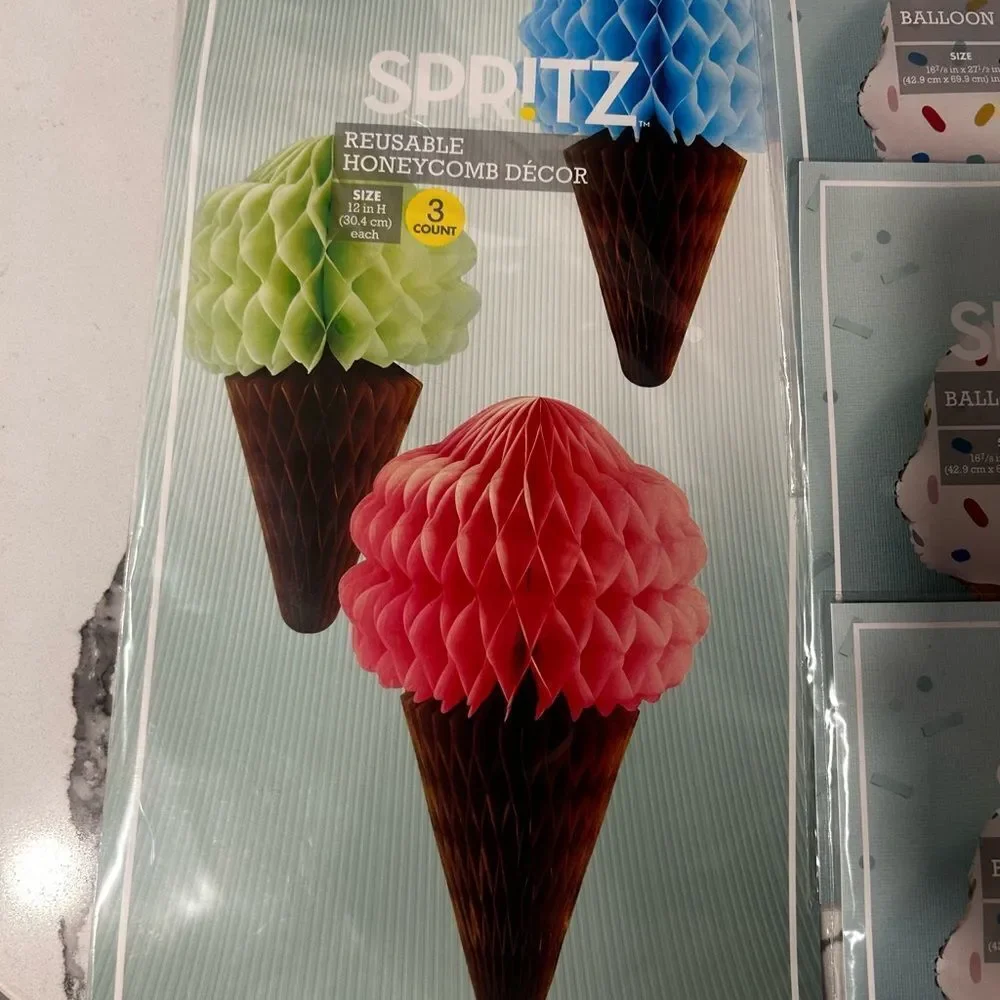 Spritz Ice Cream Cone Balloon Decor Set - Red, Blue, Green